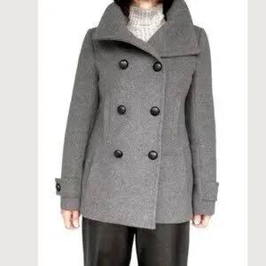 Babaton Charcoal Double-Breasted Pea Coat